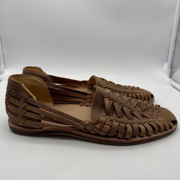 Nisolo Mens Leather Woven Huarache Open Toe Sandals Flats Shoes Size 9.5 - Picture 1 of 7